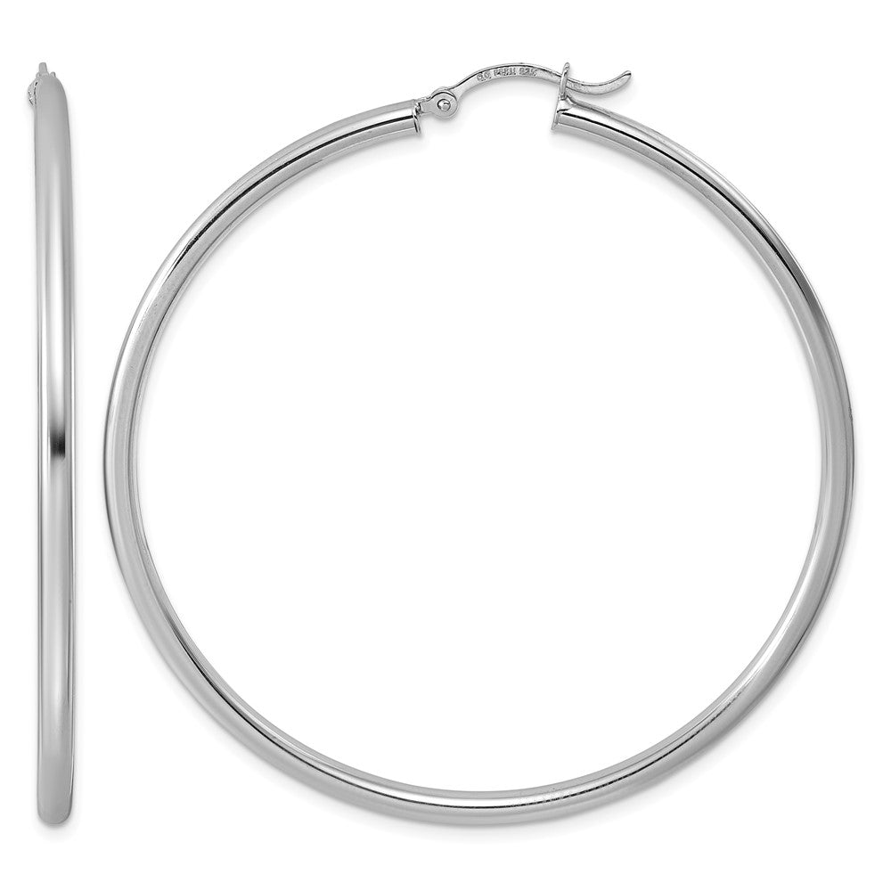Sterling Silver Rhodium-plated 2.5mm Round Hoop Earrings, 57 x 2.5 mm