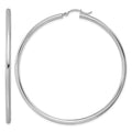 Sterling Silver Rhodium-plated 2.5mm Round Hoop Earrings, 62 x 2.5 mm