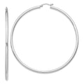 Sterling Silver Rhodium-plated 2.5mm Round Hoop Earrings, 73 x 2.5 mm