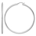 Sterling Silver Rhodium-plated 3mm Round Hoop Earrings, 67 x 3 mm