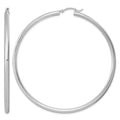 Sterling Silver Rhodium-plated 3mm Round Hoop Earrings, 71 x 3 mm