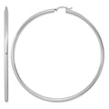 Sterling Silver Rhodium-plated 3mm Round Hoop Earrings, 81 x 3 mm