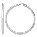 Sterling Silver Rhodium-plated 4mm Round Hoop Earrings, 68 x 4 mm
