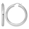 Sterling Silver Rhodium-plated 5mm Round Hoop Earrings, 46 x 5 mm