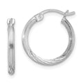 Sterling Silver Rhodium-plated 2mm Polished/Satin Diamond-cut Hoop Earrings, 19 x 2 mm