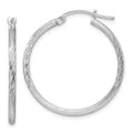 Sterling Silver Rhodium-plated 2mm Polished/Satin Diamond-cut Hoop Earrings, 32 x 2 mm