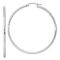 Sterling Silver Rhodium-plated 2mm Polished/Satin Diamond-cut Hoop Earrings, 58 x 2 mm