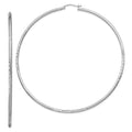 Sterling Silver Rhodium-plated 2mm Polished/Satin Diamond-cut Hoop Earrings, 81 x 2 mm