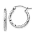 Sterling Silver Rhodium-plated 2mm Diamond Cut Hoop Earrings, 18 x 2 mm