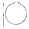 Sterling Silver Rhodium-plated 2mm Diamond Cut Hoop Earrings, 47 x 2 mm