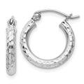 Sterling Silver Rhodium-plated 2.5mm Diamond-cut Hoop Earrings, 17 x 2.5 mm