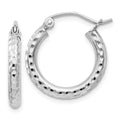 Sterling Silver Rhodium-plated 2.5mm Diamond-cut Hoop Earrings, 19 x 2.5 mm