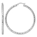 Sterling Silver Rhodium-plated 3.00mm Diamond Cut Hoop Earrings, 57 x 3 mm