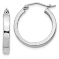 Sterling Silver RH-plated Concave 3x1x20mm Rectangular Tube Hoop Earrings, 20 x 3 mm
