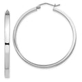 Sterling Silver RH-plated Concave 3x1x40mm Rectangular Tube Hoop Earrings, 40 x 3 mm