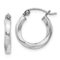 Sterling Silver Rhodium-plated Twisted 2.5x15mmHoop Earrings, 15 x 2.5 mm