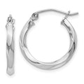 Sterling Silver Rhodium-plated Twisted 2.5x18mmHoop Earrings, 18 x 2.5 mm
