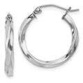 Sterling Silver Rhodium-plated Twisted 2.5x20mmHoop Earrings, 20 x 2.5 mm