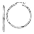 Sterling Silver Rhodium-plated Twisted 2.5x35mmHoop Earrings, 35 x 2.5 mm