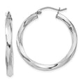 Sterling Silver Rhodium-plated 3x30mmTwisted Hoop Earrings, 30 x 3 mm