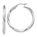 Sterling Silver Rhodium-plated 3x35mmTwisted Hoop Earrings, 35 x 3 mm