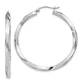Sterling Silver Rhodium-plated 3x40mmTwisted Hoop Earrings, 40 x 3 mm