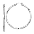 Sterling Silver Rhodium-plated 3x55mmTwisted Hoop Earrings, 55 x 3 mm