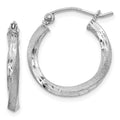 Sterling Silver RH-plated Satin Diamond-cut 2.5x18mm Twisted Hoop Earrings, 18 x 2.5 mm