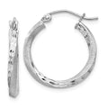 Sterling Silver RH-plated Satin Diamond-cut 2.5x20mm Twisted Hoop Earrings, 20 x 2.5 mm