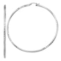 Sterling Silver RH-plated Satin Diamond-cut 2.5x80mm Twisted Hoop Earrings, 80 x 2.5 mm