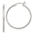 Sterling Silver Textured 2x30mm Hoop Earrings, 32 x 30 mm