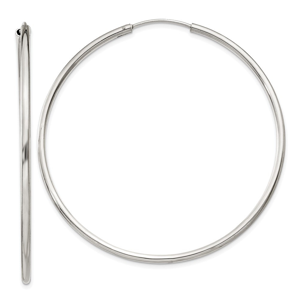 Sterling Silver 2x55mm Endless Hoop Earrings, 55 x 2 mm