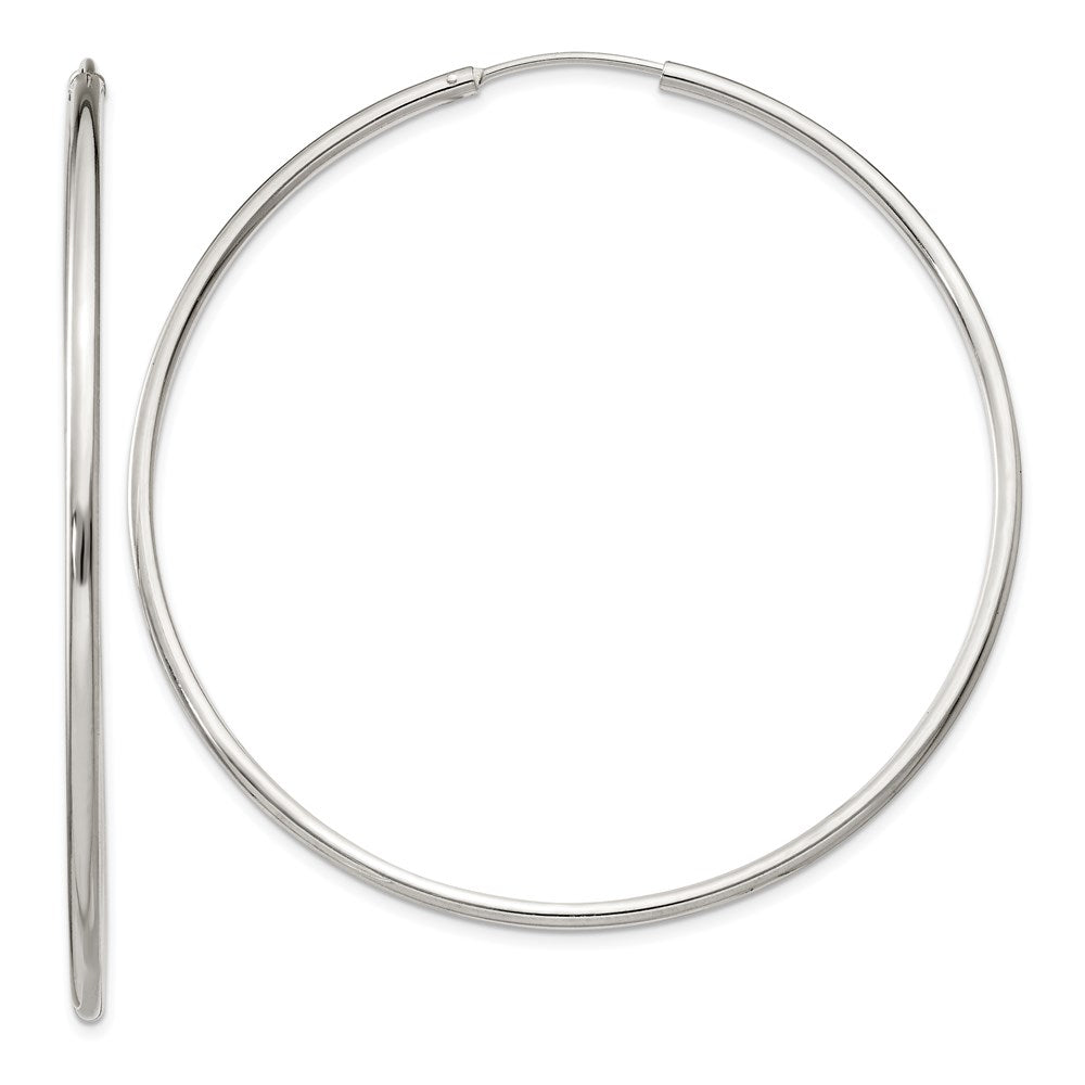 Sterling Silver 2x60mm Endless Hoop Earrings, 61 x 2 mm