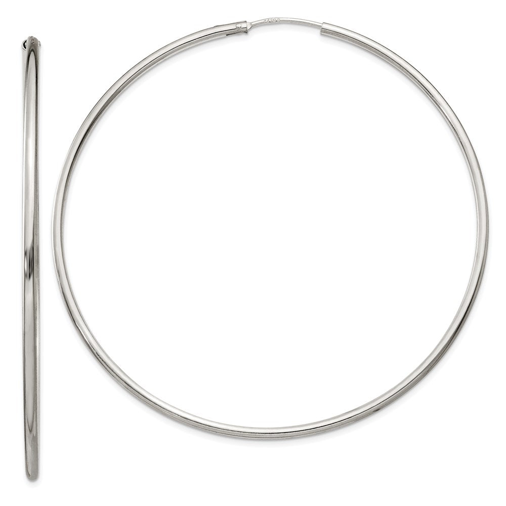 Sterling Silver 2x70mm Endless Hoop Earrings, 70 x 2 mm