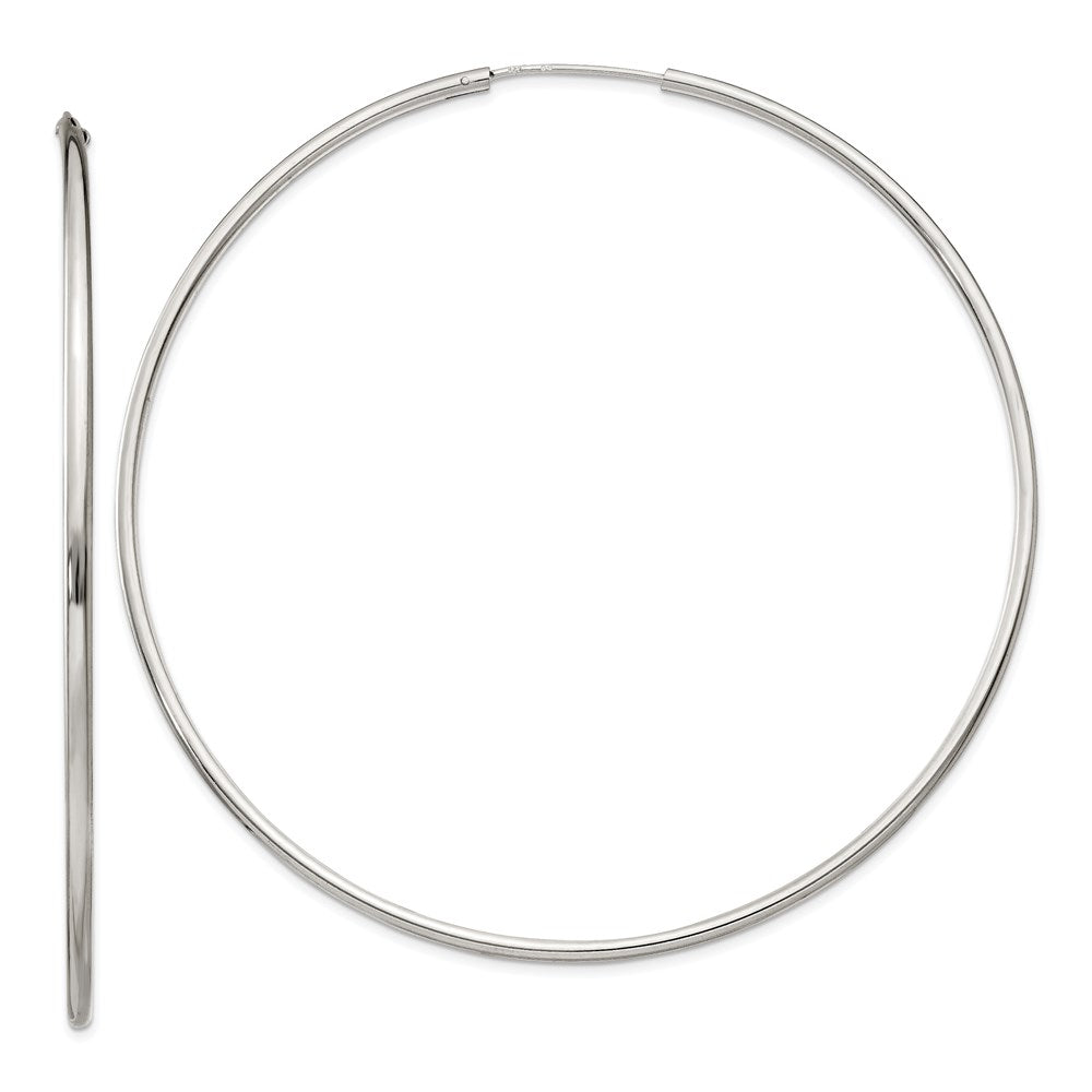 Sterling Silver 2x80mm Endless Hoop Earrings, 82 x 2 mm