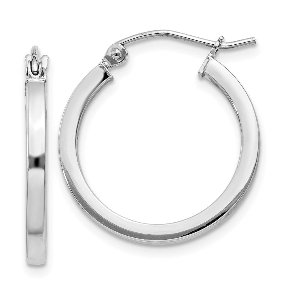 Sterling Silver Rhodium-plated 2x20mm Square Tube Hoop Earrings, 20 x 2 mm