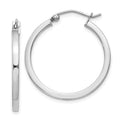 Sterling Silver Rhodium-plated 2x25mm Square Tube Hoop Earrings, 25 x 2 mm