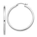 Sterling Silver Rhodium-plated 2x35mm Square Tube Hoop Earrings, 35 x 2 mm