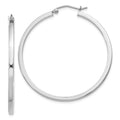 Sterling Silver Rhodium-plated 2x40mm Square Tube Hoop Earrings, 40 x 2 mm