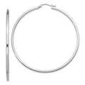 Sterling Silver Rhodium-plated 2x60mm Square Tube Hoop Earrings, 60 x 2 mm