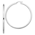 Sterling Silver Rhodium-plated 2x65mm Square Tube Hoop Earrings, 65 x 2 mm