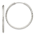 Sterling Silver D/C 2.5x35mm Endless Hoop Earrings, 35 x 35 mm