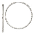 Sterling Silver D/C 2.5x50mm Endless Hoop Earrings, 50 x 50 mm