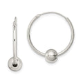 Sterling Silver Bead Endless Hoop Earrings, 22 x 5.75 mm