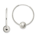 Sterling Silver Bead Endless Hoop Earrings, 28 x 7.5 mm