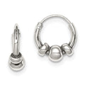 Sterling Silver Tiny Beaded Endless Hoop Earrings, 10 x 4 mm