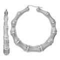 Sterling Silver Rhodium-plated Bamboo Round Hoop Earrings, 75 x 9 mm