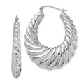 Sterling Silver Rhodium-plated Polished Shrimp Oval Hoop Earrings, 41 x 5.75 mm