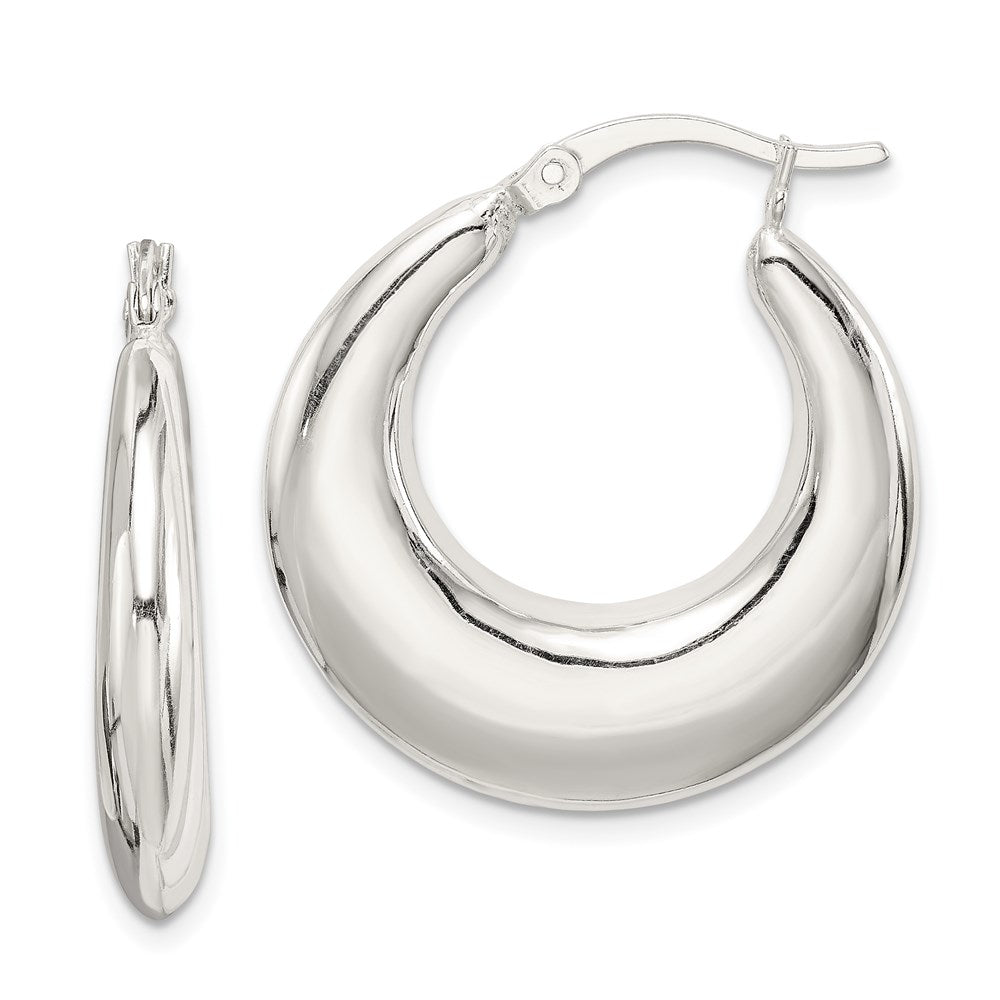 Sterling Silver Polished & Tapered Round Hoop Earrings, 27 x 26 mm
