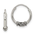 Sterling Silver Antiqued Hoop Earrings, 12 x 2.5 mm